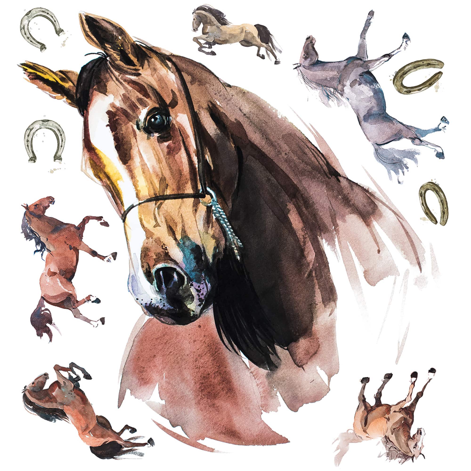 RoomMates Watercolor Wild Horses Peel & Stick Giant Wall Decals